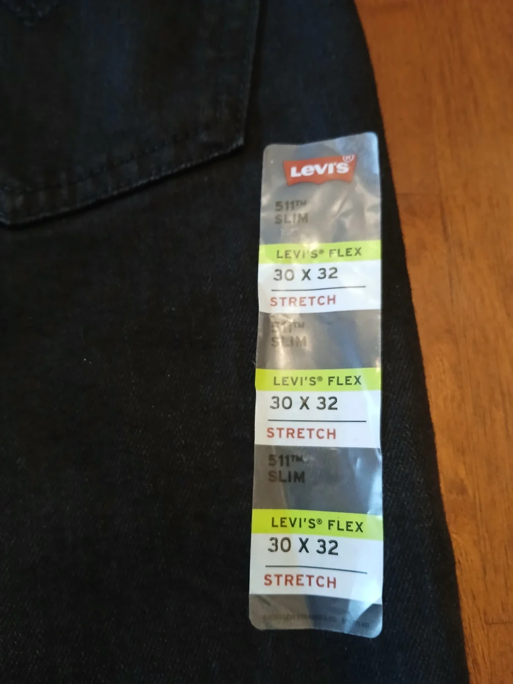 Levi's 30x32 Flex 511 Slim Black Stretch Denim Jeans Men's Mid Rise 5-Pocket NWT